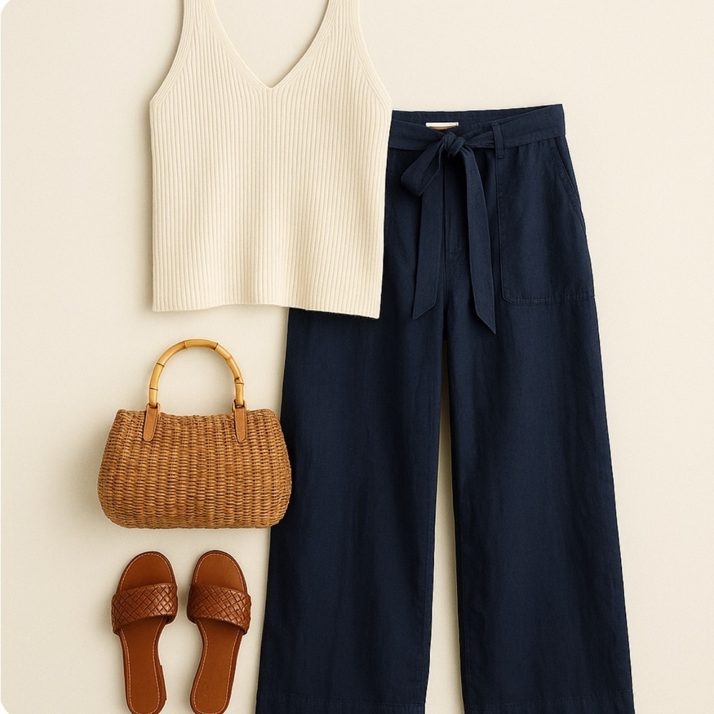Cynthia Rowley Linen Wide-Leg Pants